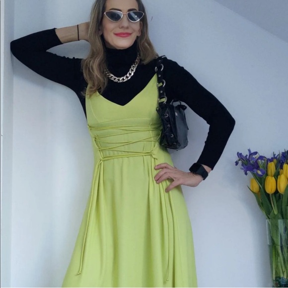 NWT ZARA GREEN MIDI DRESS - Picture 5 of 6